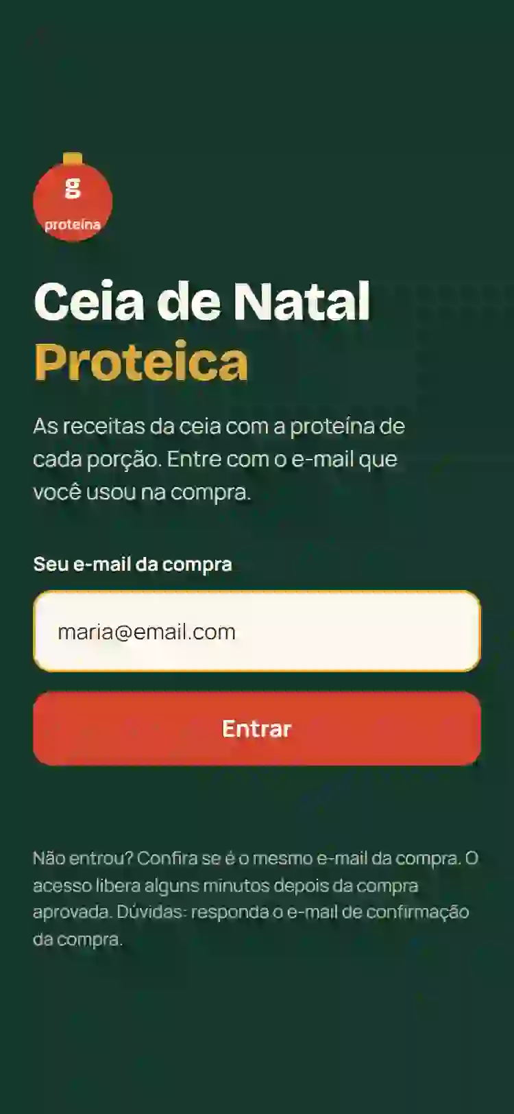 App: Entrar com o e-mail da compra